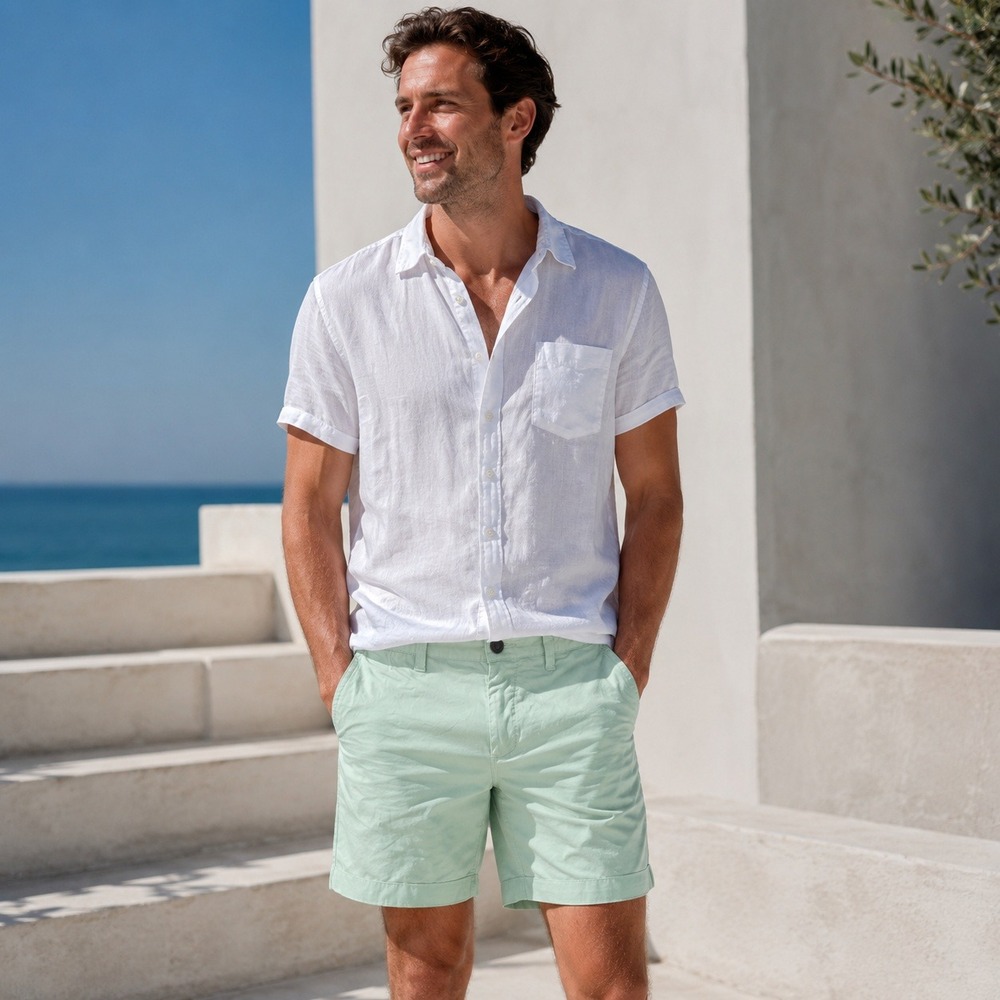 Free Planet Chino Shorts Mens 30 Mint Green Cotton Stretch Casual Summer Preppy